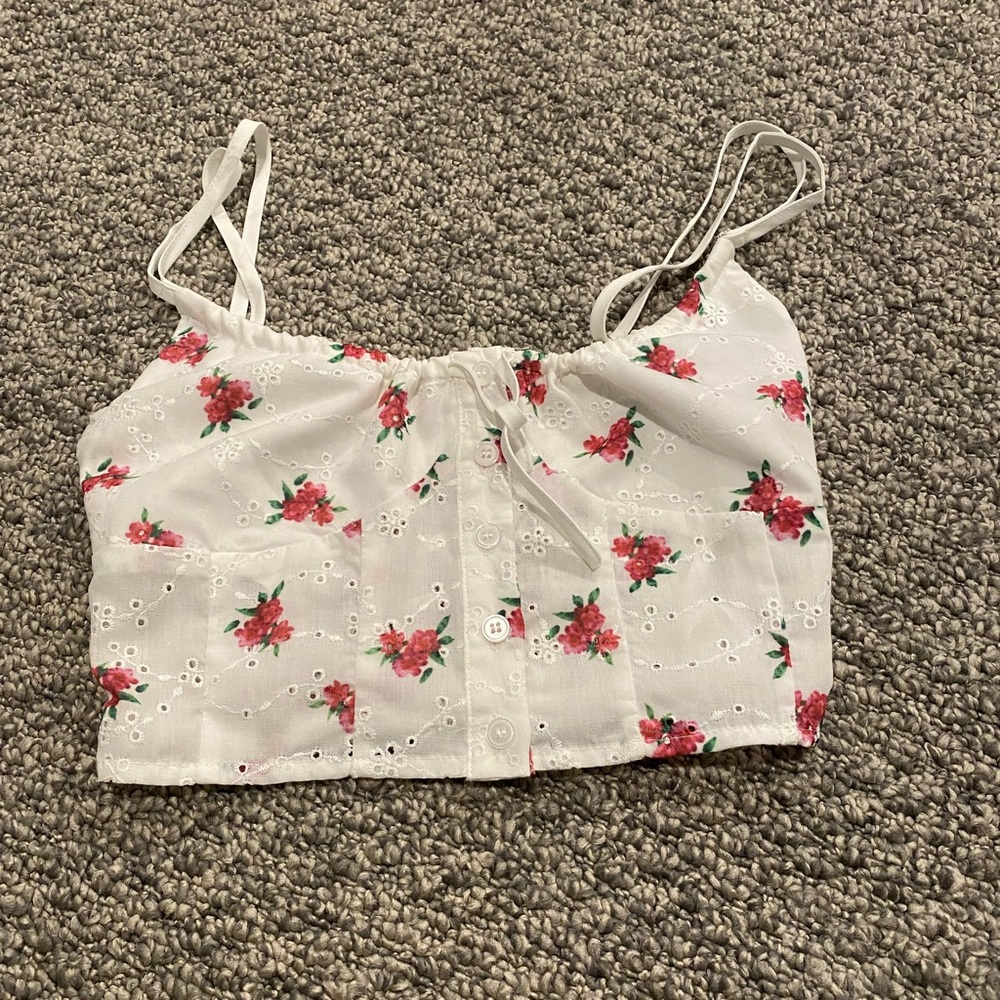 More to Come Girl’s Floral White Crop Top
